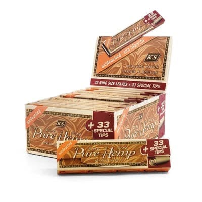 Pure Hemp Unbleached King Size Rolling Papers and Tips
