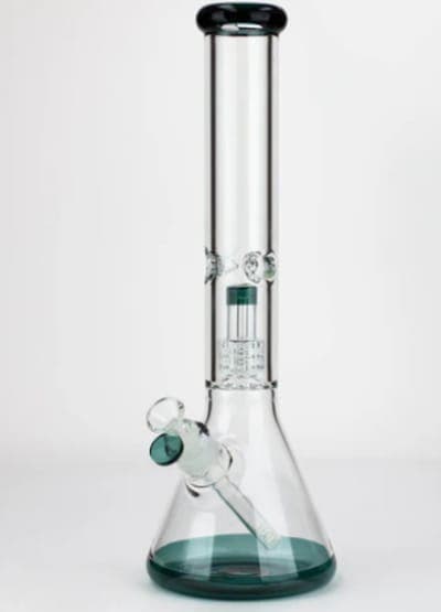 16" Single UFO perc 7mm glass water bong - Teal